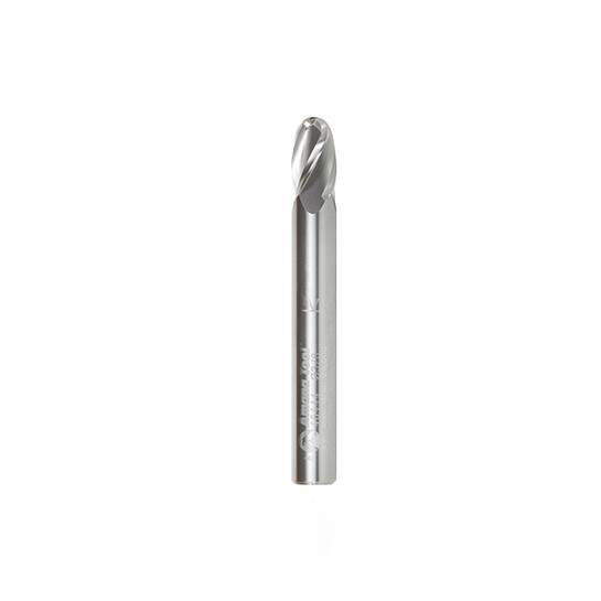 Amana Tool 46381 SC Up-Cut Spiral Ball Nose 3/16 R x 3/8 D x 1-1/8 CH x 3/8 SHK x 3 Inch Long x 2 Flute Router Bit with High Mirror Finish