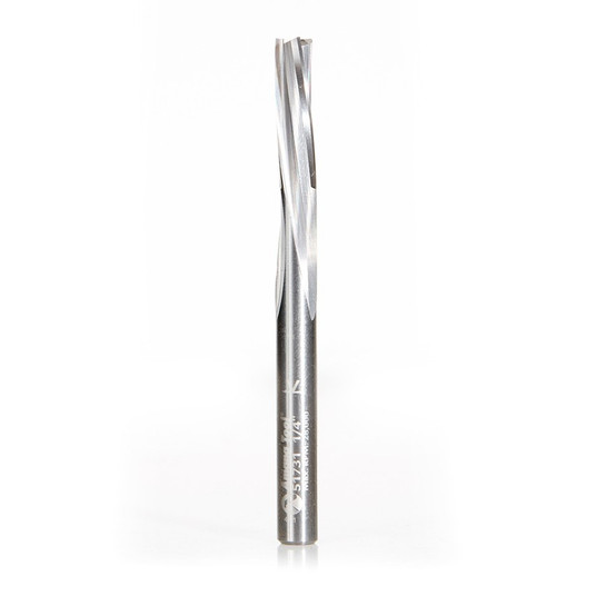 Amana Tool 51731 Solid Carbide Spiral Finisher 1/4 Dia x 7/8 Cut Height x 1/4 Shank x 3 Inch Long Down-Cut Router Bit, Leaves an Extra High Surface Finish