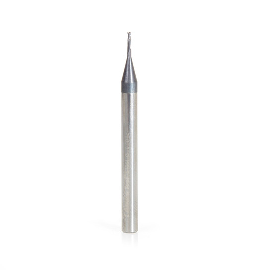 Amana Tool 51664 Mini SC Spiral for Steel, Stainless Steel & Composites, AlTiN Coated 0.030 D x 0.090 CH x 1/8 SHK x 1-1/2 Inch Long Up-Cut 2-Flute Square End Router Bit/End Mill