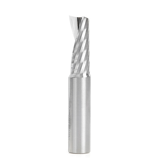 Amana Tool 51645 CNC SC Spiral O Single Flute, Plastic Cutting 1/2 D x 1-1/4 CH x 1/2 SHK x 3 Inch Long Up-Cut Router Bit with Mirror Finish