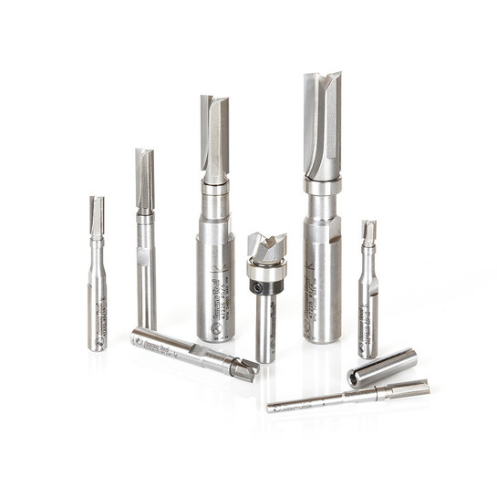 Amana Tool AMS-600 8-Pc Flush Trim Plunge Template with Upper Ball Bearing Guide Router Bit Set