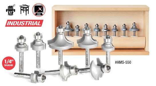 8-Stück Hartmetall bestückt Ecke Runde & Sicken 1/4 Zoll Schaft Router Bit Sammlung