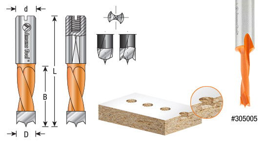 Carbide Tipped Brad Point Boring Bits - High Performance Ditec™-Left Hand