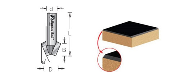 Bevel Trim Router Bits- without Ball Bearing Guide