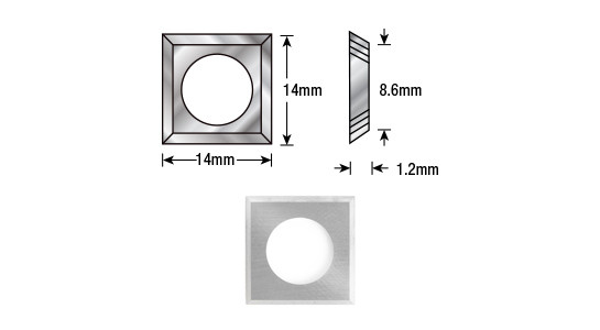 Solid Carbide Insert Knife 14 x 14 x 1.2mm - 4 Cutting Edges