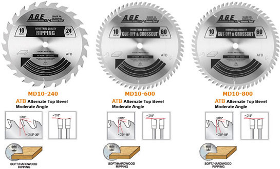 A.G.E. 10-Inch Cabinet Makers Triple Pack Saw Blades