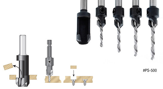 Carbide-Tipped Countersink & Steel Plug Cutter Set