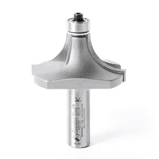 Amana Tool 49520 Carbide Tipped Corner Rounding 3/4 R x 2 Inch D x 1 Inch CH x 1/2 SHK w/ Lower Ball Bearing Router Bit