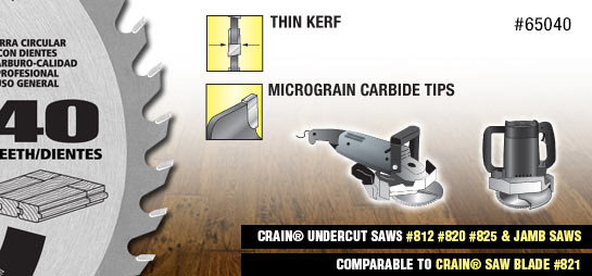 Floor King Carbide Tipped Saw Blades Comparable to Crain 821, 804 and 836, Designed for Crain Jamb & Undercut Saws