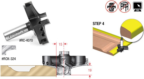 CNC Multi Profile Carbide Insert Router Bits for MDF Cabinet Doors-Step 4 - RC-4070