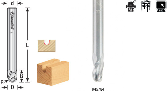 Solid Carbide Bottom Round Router Bit - 3 Flute