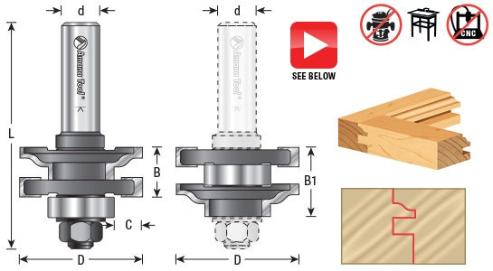 Reversible Stile & Rail Router Bits Assembly - Ogee