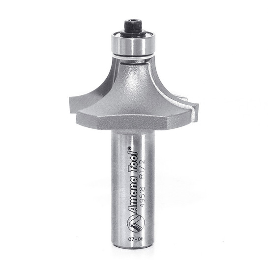 Amana Tool 49518 Carbide Tipped Corner Rounding 1/2 R x 1-1/2 D x 3/4 CH x 1/2 Inch SHK w/ Lower Ball Bearing Router Bit