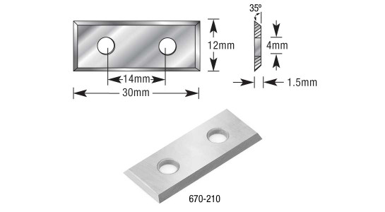 Solid Carbide Insert Knives 30 x 12 x 1.5mm - 4 Cutting Edges - Economy