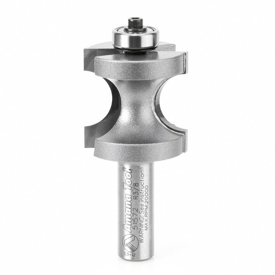 Amana Tool 51572 Carbide Tipped Bullnose 3/8 R x 1-3/8 D x 1-5/16 CH x 1/2 Inch SHK w/ Lower Ball Bearing Router Bit