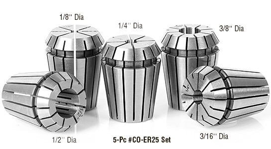 5-Pc CNC High Precision Spring Collet Collection for ER25 Tool Holder