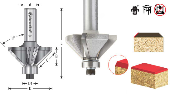 Chamfer Router Bits - 3 & 4 Flute