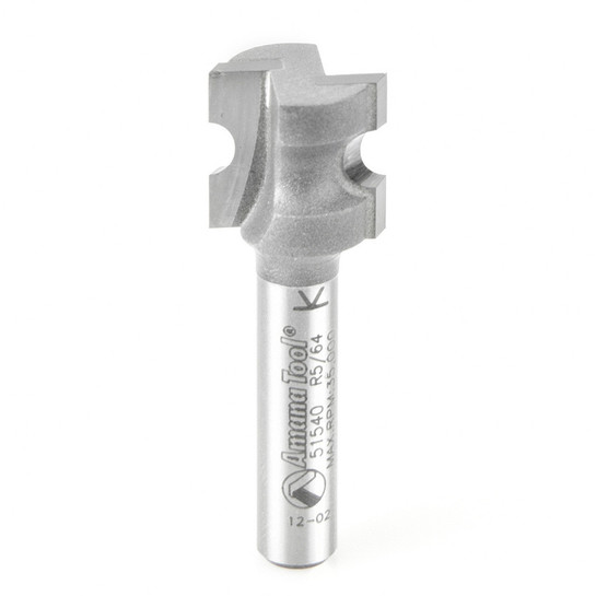 Amana Tool 51540 Carbide Tipped Bullnose 5/64 R x 17/32 D x 1/2 CH x 1/4 Inch SHK Router Bit