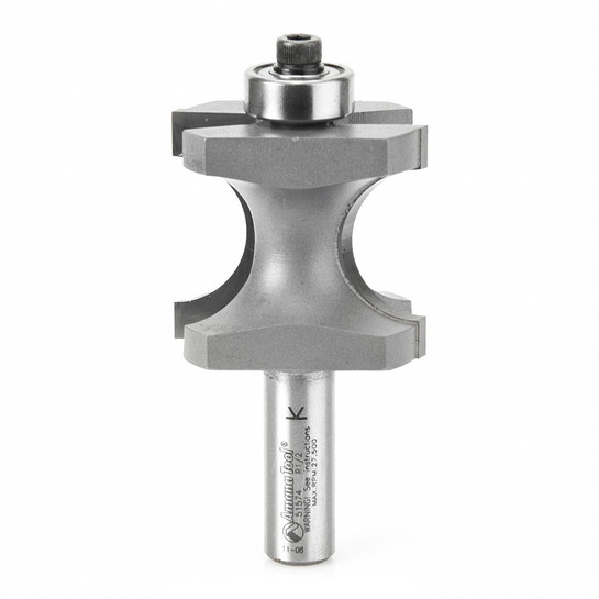 Amana Tool 51574 Carbide Tipped Bullnose 1/2 R x 1-3/16 D x 1-9/32 CH x 1/2 Inch SHK w/ Lower Ball Bearing Router Bit