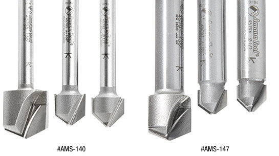 3-Pc Collection Double Edge Folding V-Groove Router Bits for Aluminum Composite Material (ACM)