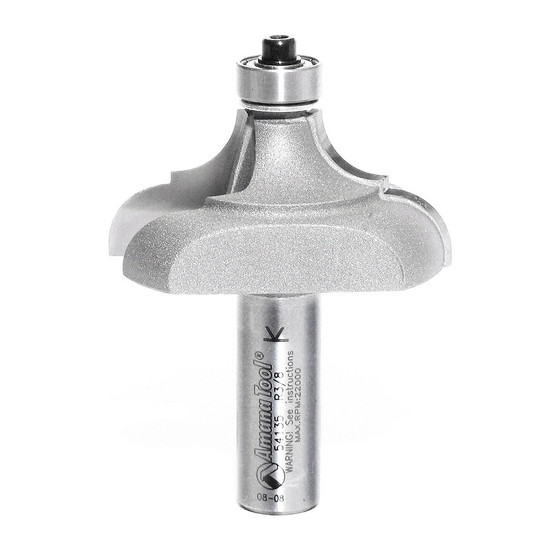 Amana Tool 54135 Carbide Tipped Classical Cove & Bead 3/8 x 3/8 R x 2 Inch D x 1 Inch CH x 1/2 SHK w/ Lower Ball Bearing Router Bit