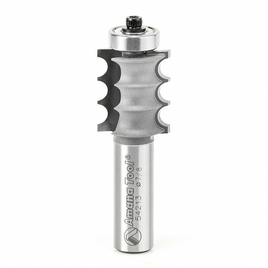 Amana Tool 54213 Carbide Tipped Triple Bead 1/8 R x 7/8 D x 1 Inch CH x 1/2 SHK w/ Lower Ball Bearing Router Bit