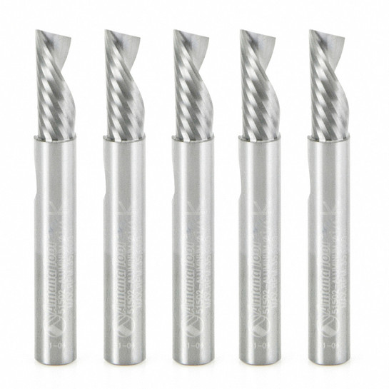 5 Pack Solid Carbide CNC Spiral 'O' Flute, Aluminum Cutting