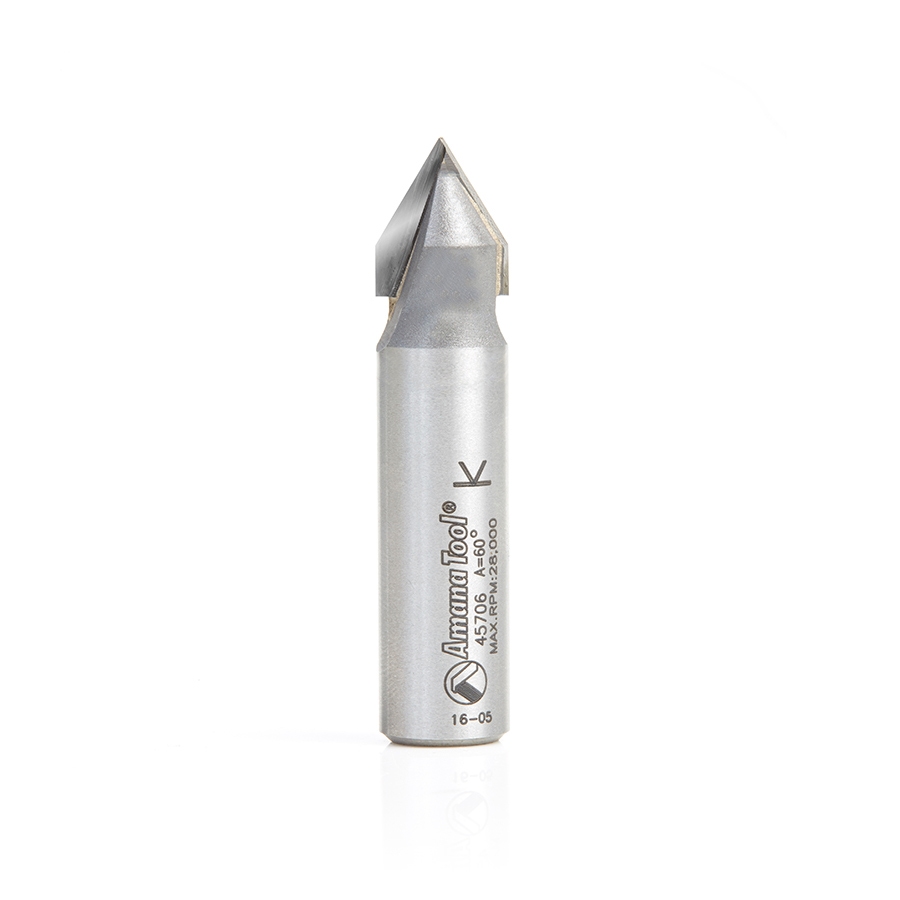 V Groove Router Bit 60 Deg - Amana Tool 45706 for CNC