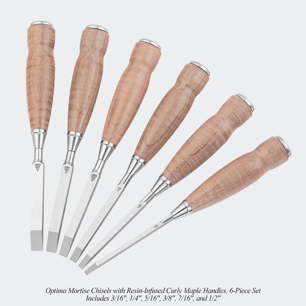 Blue Spruce 3/8 Mortise Chisel Curly Maple Handle