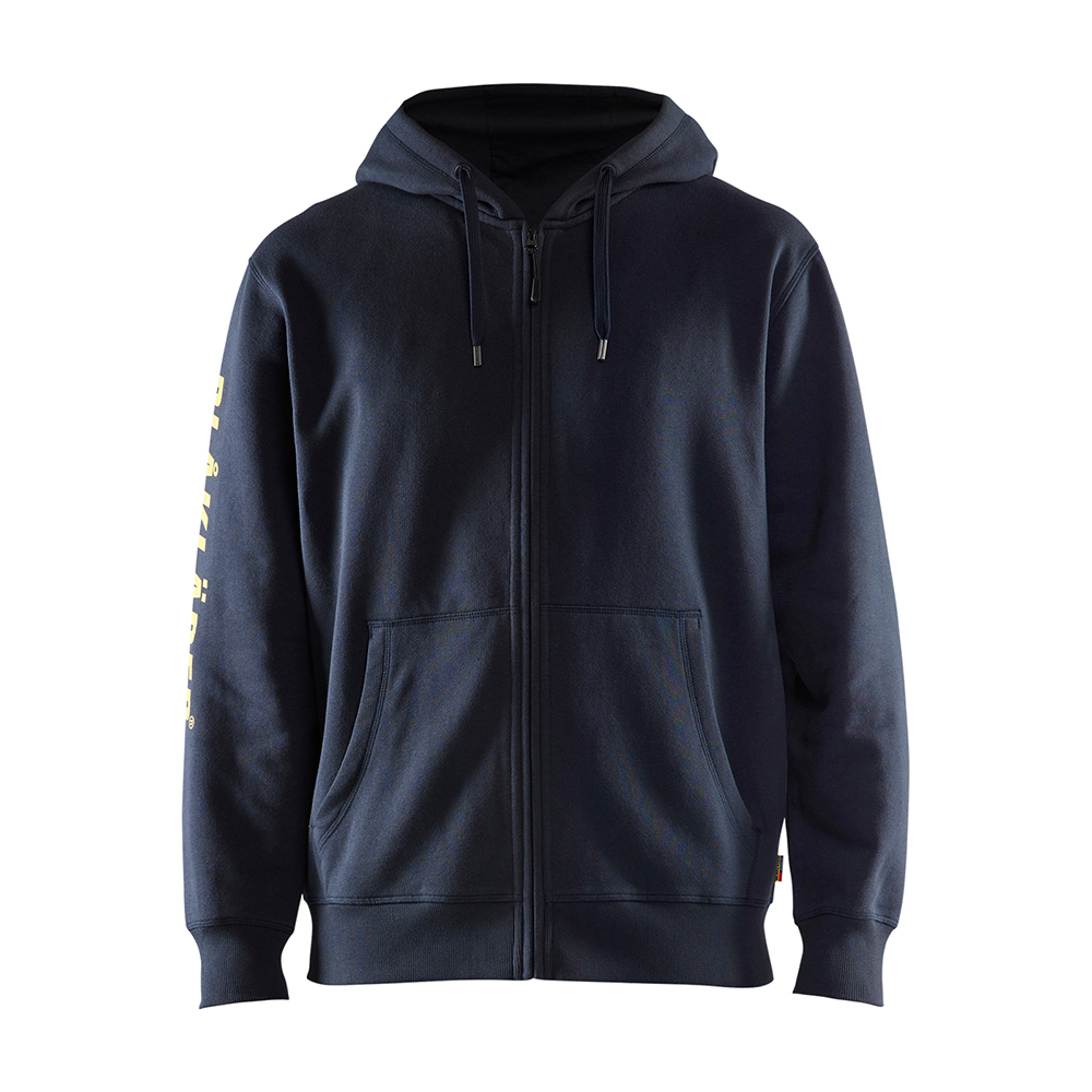 Blaklader Branded Hooded Zip-up Sweatshirt - Dark Navy Blue - Size: L