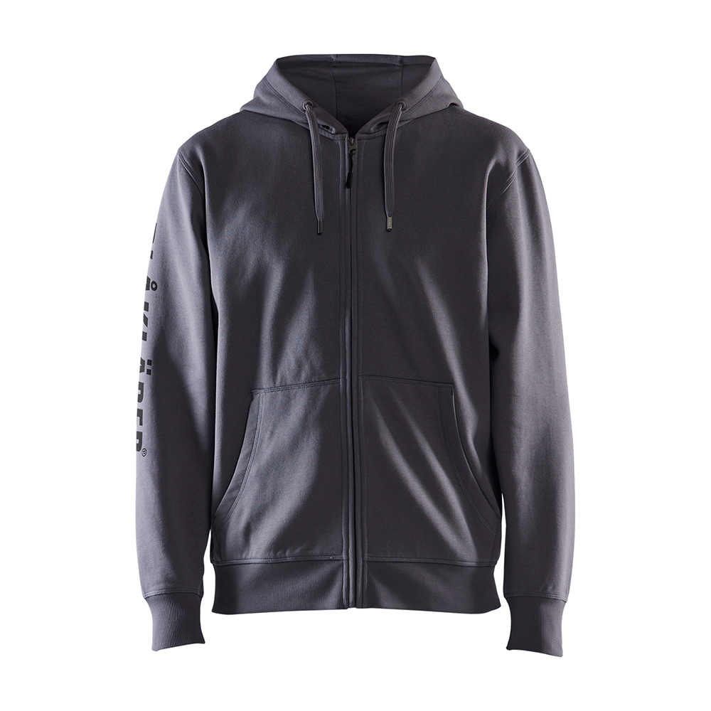 Blaklader Branded Hooded Zip-up Sweatshirt - Grey - Size: XL