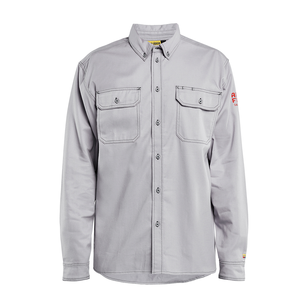 Blaklader FR Button-Up Shirt - Light Grey - Size: XL