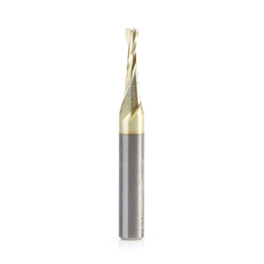 Amana Tool 51852-Z CNC, SC Spiral Double O Flute, ZrN Coated Aluminum Cutting 1/8 D x 1/2 CH x 1/4 SHK x 2 Inch Long Up-Cut Router Bit with Mirror Finish