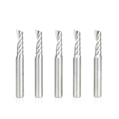 Amana Tool 51404-5, 5-Pack CNC SC Spiral O Flute, Plastic Cutting 1/4 D x 3/4 CH x 1/4 SHK x 2 Inch Long Up-Cut Router Bits with Mirror Finish