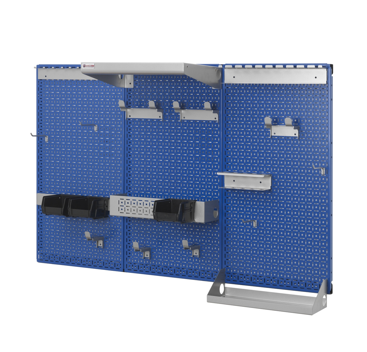 Tool Storage Wall Kit - OmniWall 3 Panel Blue & Silver Organizer