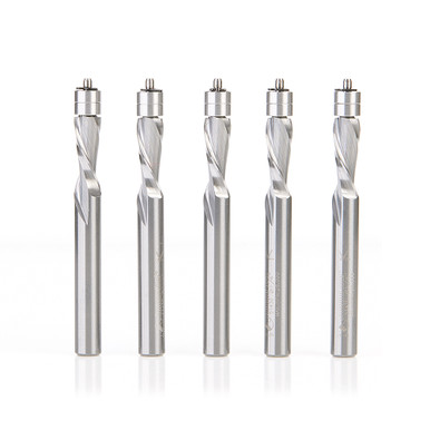Amana Tool 51430-5, 5-Pack Solid Carbide InVectra Aluminum Laminate Trim 1/4 D x 5/8 CH x 1/4 SHK x 2-3/8 Inch Long Router Bits