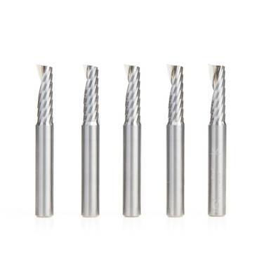 Amana Tool 51377-5, 5-Pack CNC SC Spiral O Single Flute, Aluminum Cutting 1/4 D x 3/4 CH x 1/4 SHK x 2 Inch Long Up-Cut Router Bit with Mirror Finish