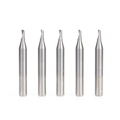 Amana Tool 51474-5, 5-Pack CNC SC Spiral O Single Flute, Aluminum Cutting 1/8 D x 1/4 CH x 1/4 SHK x 2 Inch Long Up-Cut Router Bits with Mirror Finish
