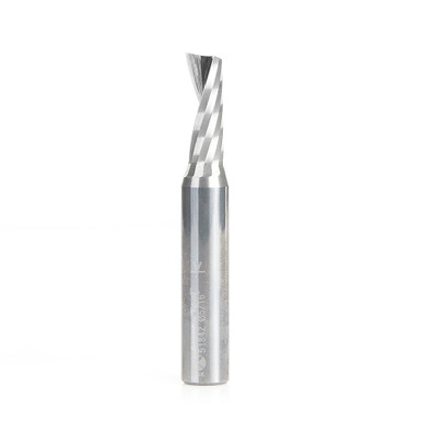 Amana Tool 51842 CNC SC Spiral O Single Flute, Aluminum Cutting 5/16 D x 13/16 CH x 3/8 SHK x 2-1/2 Inch Long Up-Cut Router Bit with Mirror Finish