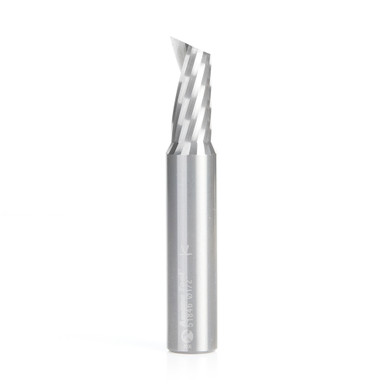 Amana Tool 51846 CNC SC Spiral O Single Flute, Aluminum Cutting 1/2 D x 1 CH x 1/2 SHK x 3 Inch Long Up-Cut Router Bit with Mirror Finish