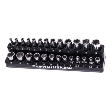 OmniWall Black Magnetic Metric 1/4" Drive Socket Holder