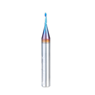 Amana Tool 51811-K CNC Spektra Coated SC Spiral O Single Flute Ball Nose, Plastic Cutting 1/32 R x 1/16 D x 1/4 CH x 1/4 SHK x 2 Inch Long Up-Cut Router Bit with Mirror Finish