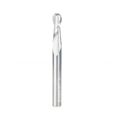 Amana Tool 46463 Solid Carbide Double Flute Up-Cut Ball Nose Spiral 1/8 R x 1/4 D x 3/4 CH x 1/4 SHK x 2-1/2 Inch Long Router Bit