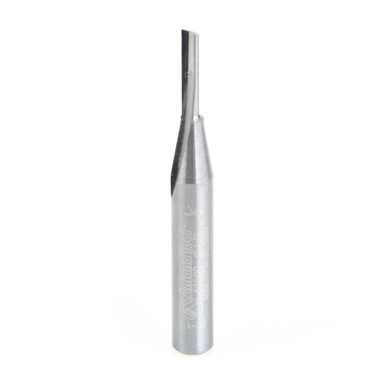 Amana Tool 43500 Solid Carbide Single O Flute, Plastic Cutting 1/8 D x 1/2 CH x 1/4 SHK x 2 Inch Long Router Bit