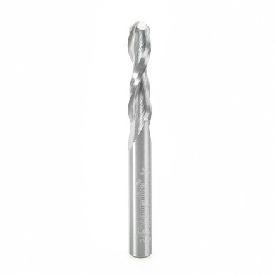 Amana Tool 46376 Solid Carbide Double Flute Up-Cut Ball Nose Spiral 1/8 R x 1/4 D x 1 CH x 1/4 SHK x 2-1/2 Inch Long Router Bit