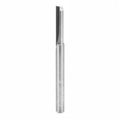 Amana Tool 43724 Solid Carbide Single Flute Straight Plunge High Production 1/4 D x 1 Inch CH x 1/4 SHK x 3 Inch Long Router Bit