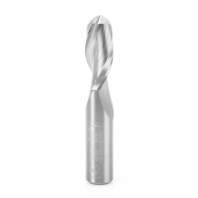 Amana Tool 46380 Solid Carbide Double Flute Up-Cut Ball Nose Spiral 1/4 R x 1/2 D x 1-1/4 CH x 1/2 SHK x 3 Inch Long Router Bit