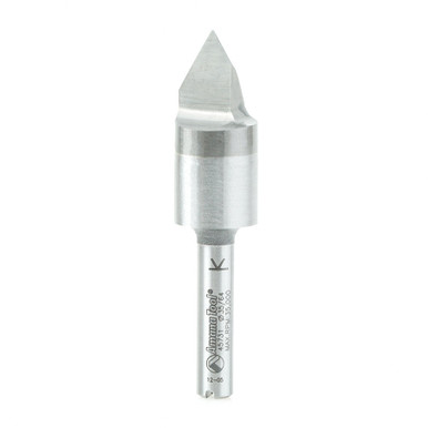 Amana Tool 45731 Solid Carbide Cutting Head V Groove Signmaking & Lettering 60 Deg x 9/16 D x 7/16 CH x 1/4 Inch SHK Router Bit