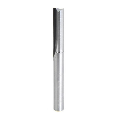 Amana Tool 43608 Solid Carbide Double Straight V Flute, Plastic Cutting 1/4 D x 1 Inch CH x 1/4 SHK x 2-1/2 Inch Long Router Bit
