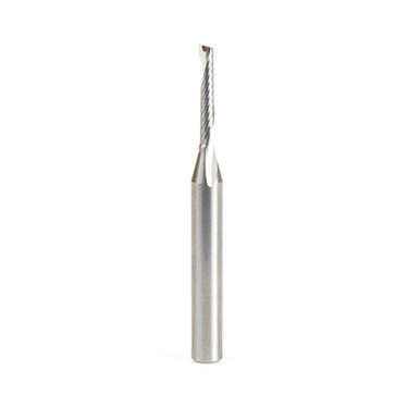 Amana Tool 51486 CNC SC Spiral O Single Flute, Aluminum Cutting 1/8 D x 3/4 CH x 1/4 SHK x 2-1/2 Inch Long Up-Cut Router Bit with Mirror Finish